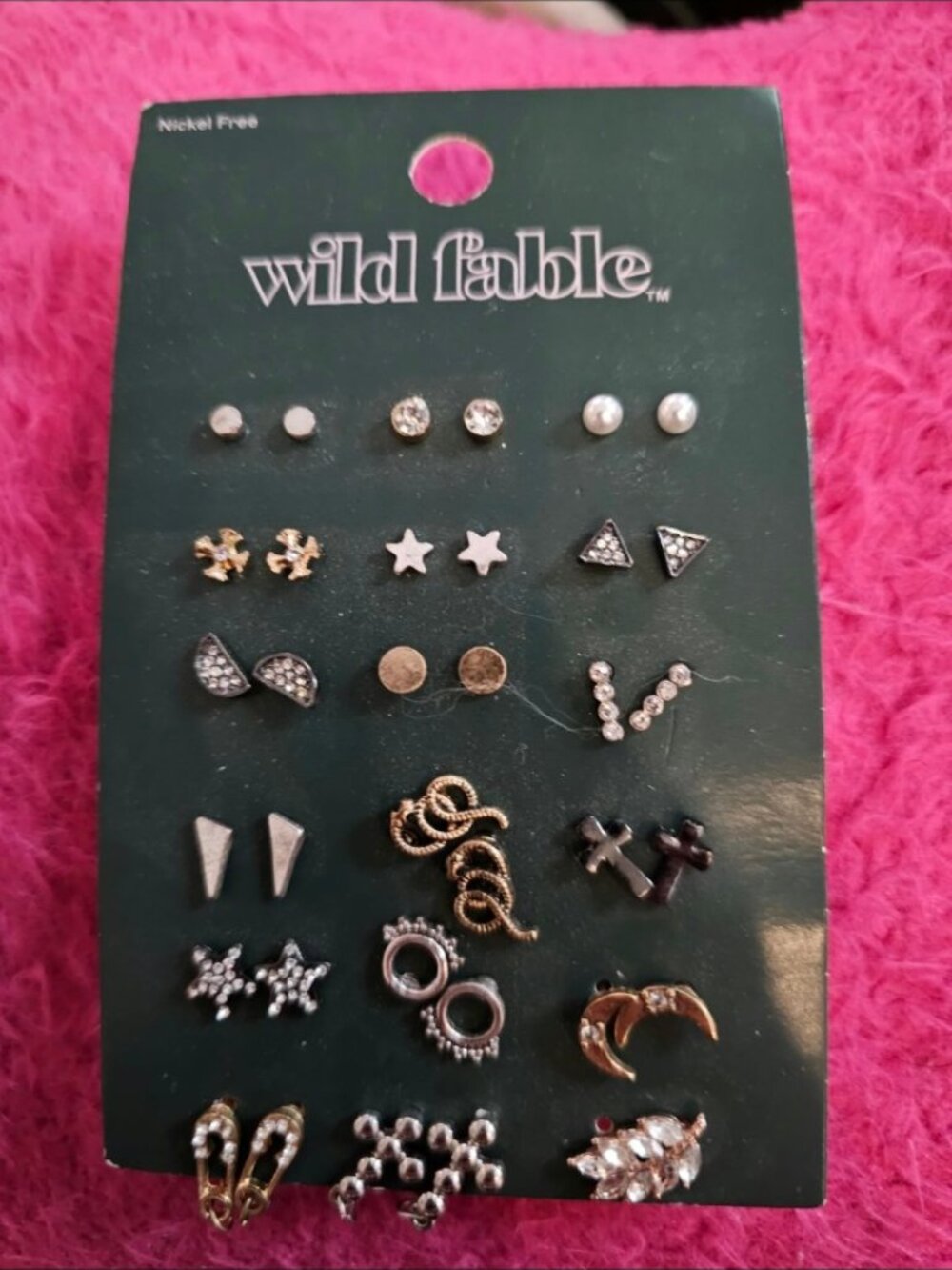 Wild Fable 15 Pair Mixed Stud Earrings Set – Snakes, Stars, Crosses, Rhinestones